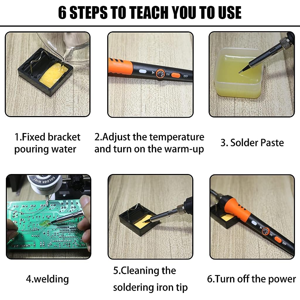 Serplex 60W Soldering Iron Kit Temperature Adjustable Electric Soldering Iron Pen Set with Soldering Iron Tip, Solder Wire, Solder Pump, Solder Paste, Welding Tool for Electronics Repaired Usages Serplex 60W Soldering Iron Kit Temperature Adjustable Electric Soldering Iron Pen Set with Soldering Iron Tip, Solder Wire, Solder Pump, Solder Paste, Welding Tool for Electronics Repaired Usages